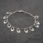 Second Hand 9ct White Gold Oval Dropper 7 Inch Chain Bracelet 43071020