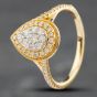 Second Hand 14ct Yellow Gold 0.50ct Brilliant Cut Diamond Pear Shaped Cluster Ring 43091004
