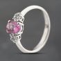 Second Hand 9ct White Gold 0.75ct Pink Topaz & 0.20ct Brilliant Cut Diamond Cluster Ring 43091028