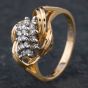Second Hand 9ct Yellow Gold Brilliant Cut Diamond 3 Row Fancy Cluster Ring 4312006