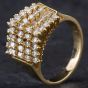 Second Hand 14ct Yellow Gold 0.60ct Brilliant Cut Diamond Seven Row Pyramid Design Cluster Ring 4312015
