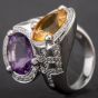 Second Hand 18ct White Gold Citrine and Amethyst Twist Diamond Ring 4312024