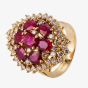 Second Hand 14ct Yellow Gold 2.63ct Ruby & 1.00ct Diamond Cluster Ring 4312025