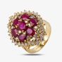 Second Hand 14ct Yellow Gold 2.63ct Ruby & 1.00ct Diamond Cluster Ring 4312025