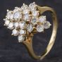 Second Hand 14ct Yellow Gold Brilliant Cut Diamond Multi Row Spray Cluster Ring 4312036