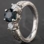 Second Hand Platinum Diamond and Sapphire Fancy 3 Stone Ring 4312039