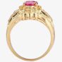 Second Hand 18ct Yellow Gold Oval Rubover 1.50ct Ruby & 0.40ct Diamond Two Row Ring 4312056