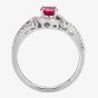 Second Hand 18ct White Gold 0.75ct Ruby & 0.45ct Diamond Ornate Ring 4312076