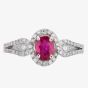 Second Hand 18ct White Gold 0.75ct Ruby & 0.45ct Diamond Ornate Ring 4312076