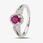 Second Hand 18ct White Gold 0.75ct Ruby & 0.45ct Diamond Ornate Ring 4312076