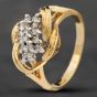 Second Hand 14ct Yellow Gold Brilliant Cut Diamond Cluster Ring 43121021