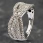 Second Hand 9ct White Gold 1.00ct Brilliant & Baguette Cut Diamond Crossover Ring 43121059