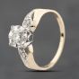 Second Hand 9ct Two Colour Gold 0.14ct Brilliant Cut Diamond Shoulder Set Solitaire Ring 43121098