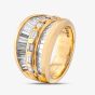 Second Hand 18ct Yellow Gold Baguette Cut Diamond Three Row Graduated Pave Band Ring 43121167