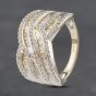 Second Hand 14ct Yellow Gold 1.00ct Diamond Seven Row Crossover Band Ring 43121196