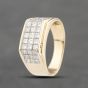 Second Hand 14ct Yellow Gold 2.00ct Princess Cut Diamond Three Row Signet Ring 43121236