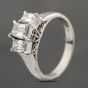 Second Hand Platinum 0.95ct Emerald Cut Diamond Three Stone Ring 43121256