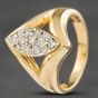 Second Hand 14ct Yellow Gold Brilliant Cut Diamond Marquise Shape Cluster Ring 4312155226