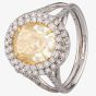 Second Hand Platinum Natural Yellow 3.04ct Diamond Cluster Ring 4312159
