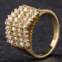 Second Hand 14ct Yellow Gold 1.25ct Brilliant Cut Diamond 7 Row Pyramid Design Cluster Ring 4312174