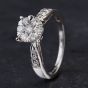 Second Hand 18ct White Gold 0.66ct Brilliant Cut Diamond With Diamond Set Shoulders Cluster Ring 4312207