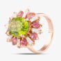 Second Hand 14ct Rose Gold 5.41ct Peridot, 0.83ct Diamond & 1.33ct Pink Tourmaline Oval Cluster Ring 4312214