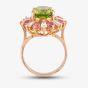 Second Hand 14ct Rose Gold 5.41ct Peridot, 0.83ct Diamond & 1.33ct Pink Tourmaline Oval Cluster Ring 4312214