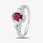 Second Hand 18ct White Gold 0.65ct Ruby & 0.30ct Diamond Cluster Ring 4312233