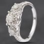 Second Hand 14ct White Gold 0.70ct Brilliant Cut Diamond Triple Cluster Ring 4312235