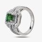 Second Hand 18ct White Gold 0.50ct Emerald & 1.60ct Diamond Cluster Ring 4312244