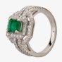 Second Hand 18ct White Gold 0.50ct Emerald & 1.60ct Diamond Cluster Ring 4312244