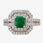 Second Hand 18ct White Gold 0.50ct Emerald & 1.60ct Diamond Cluster Ring 4312244