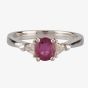 Second Hand 14ct White Gold Three Stone 0.90ct Ruby & 0.20ct Diamond Ring 4312247