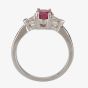 Second Hand 14ct White Gold Three Stone 0.90ct Ruby & 0.20ct Diamond Ring 4312247
