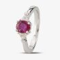 Second Hand 14ct White Gold Three Stone 0.90ct Ruby & 0.20ct Diamond Ring 4312247