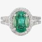 Second Hand 14ct White Gold Emerald and Diamond Ring 