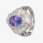 Second Hand 14ct White Gold Tanzanite and Diamond Ballerina Ring 4312351