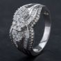 Second Hand 14ct White Gold Triple Diamond Cluster Ring 4312411