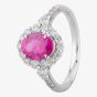 Second Hand Platinum 1.15ct Pink Sapphire & 0.55ct Diamond Cluster Ring 4312589
