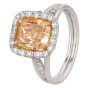 Second Hand Platinum 3.12ct Cushion Cut Yellow Diamond Halo Ring 