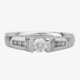 Second Hand 14ct White Gold Diamond Solitaire and Diamond Shoulders Ring 4312926