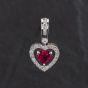 Second Hand 14ct White Gold 1.12ct Ruby & 0.33ct Brilliant Cut Diamond Open Design Heart Loose Pendant 4314021