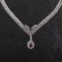 Second Hand 14ct White Gold 0.60ct Ruby & 5.33ct Brilliant Cut Diamond Two Row 17 Inch Necklace 4314050