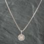 Second Hand 9ct White Gold 1.00ct Brilliant Cut Diamond Flower Cluster Pendant & 18 Inch Foxtail Chain 43141000