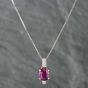 Second Hand Platinum Ruby & Brilliant Cut Diamond Oval Pendant & 16-18 Inch Box Chain 43141003