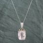 Second Hand Platinum 22.10ct Kunzite & 0.12ct Brilliant Cut Diamond Large Cushion Pendant & 18 Inch Curb Chain 43141021