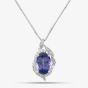 Second Hand Platinum 5.95ct Tanzanite & 0.32ct Brilliant Cut Diamond Oval Pendant & 16-18 Inch Box Chain 43141022
