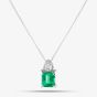Second Hand Platinum 1.71ct Emerald & 0.31ct Brilliant Cut Diamond Pendant & 18 Inch Box Chain 43141026