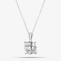 Second Hand Platinum 1.50ct Princess Cut Diamond Square Cluster Pendant & 16 Inch Box Chain 43141028