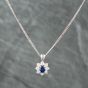 Second Hand Platinum 0.60ct Sapphire & 0.54ct Brilliant Cut Diamond Oval Pendant & 16 Inch Curb Chain 43141029